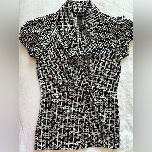 INC International Concepts Tops - Black/White Collared Blouse
